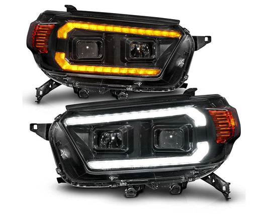 ANZO USA Black Projector Plank Style Headlights w/ Sequential Signal & DRL Toyota 4Runner 2010-2013
